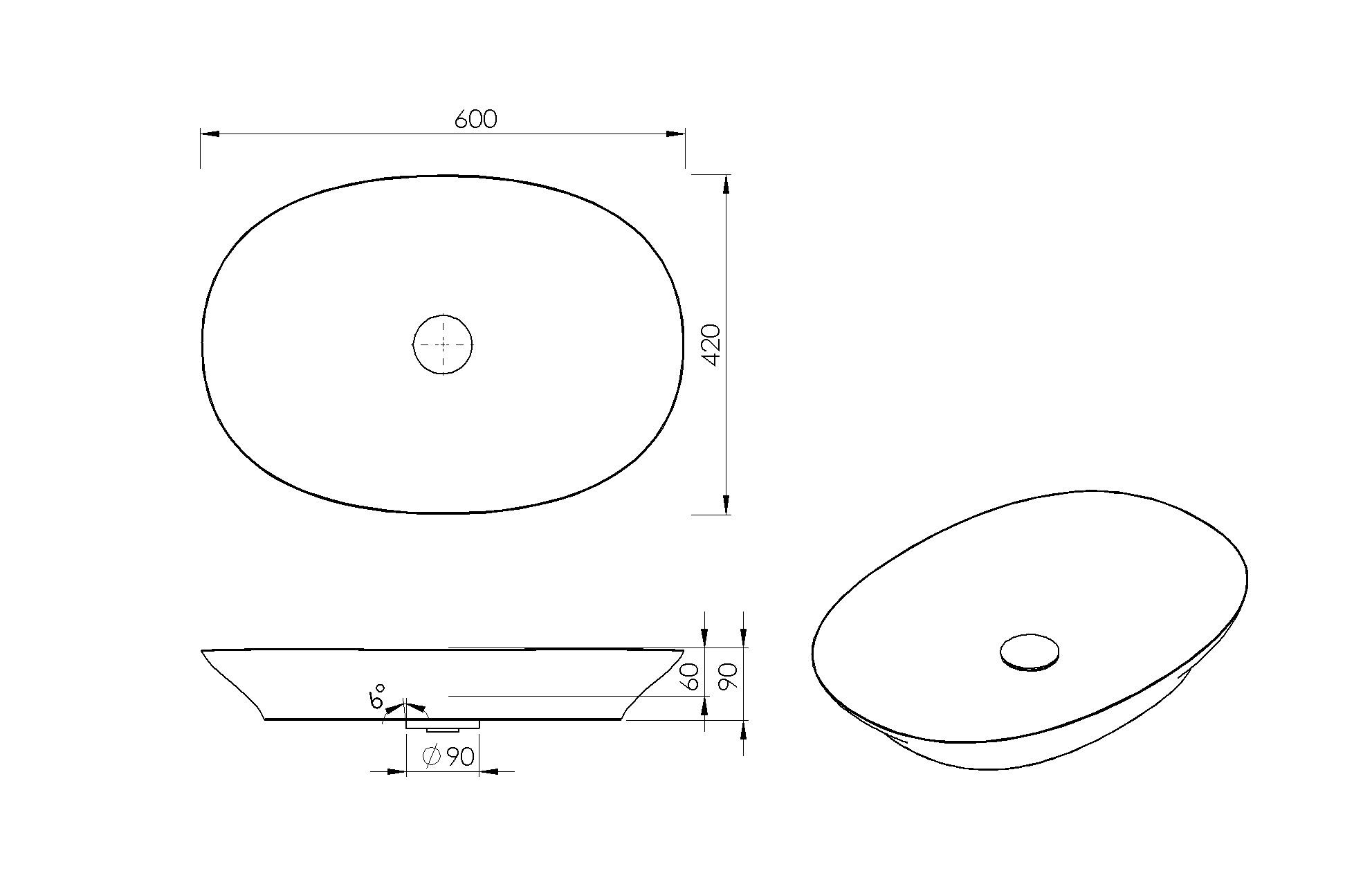 Oval Solid Surface Sanitary Sare Washbasin Countertop Basin DPG3007
